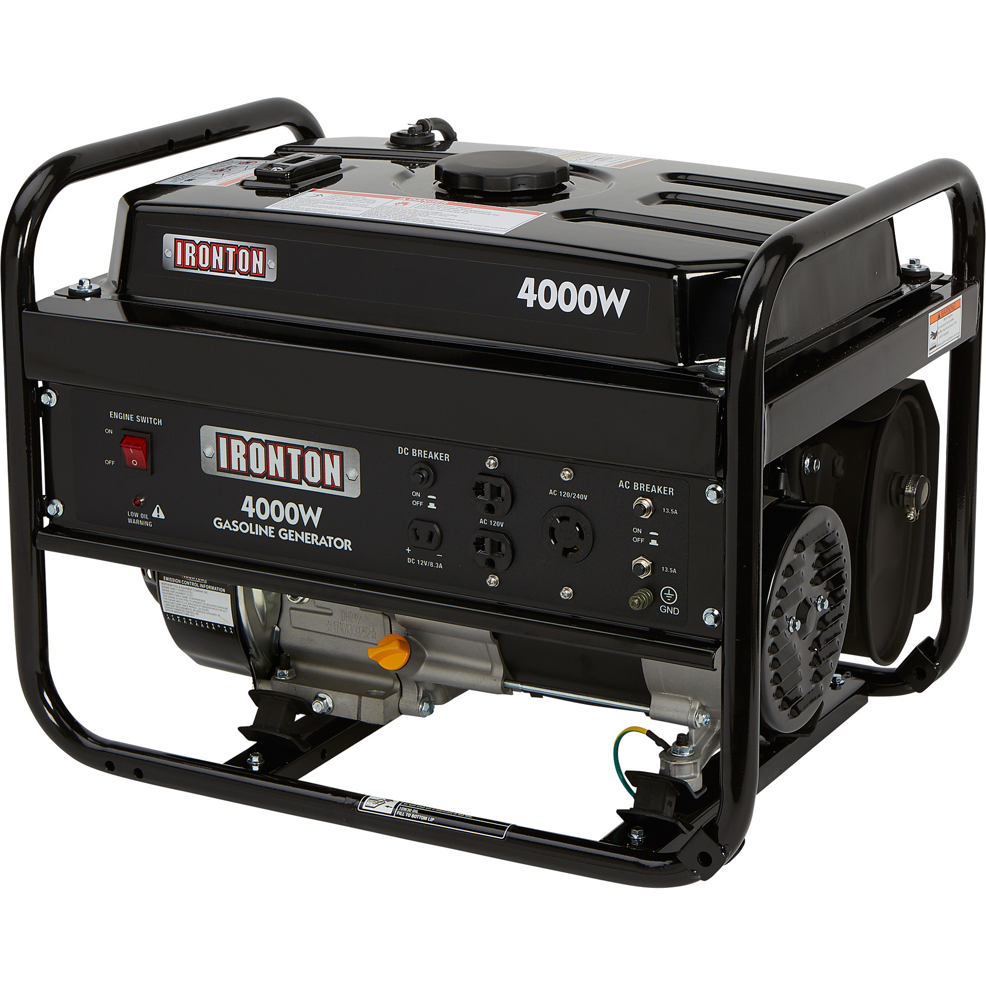 Ironton Portable Generator, 4000 Surge Watts, 3200 Rated Watts, 212cc, 120/240V